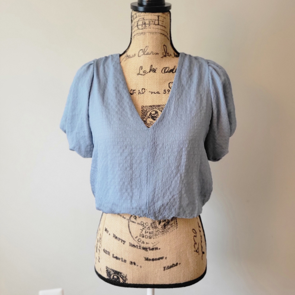 NWT Astr Light Blue V-Neck Blouse
